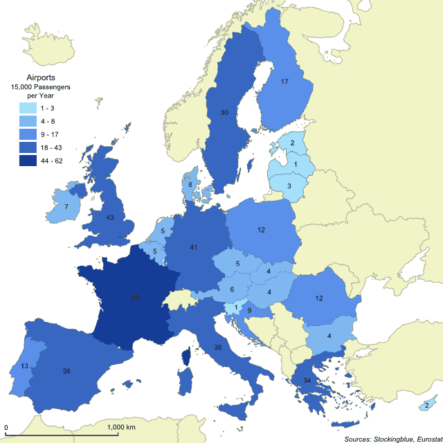 Heavily Used Airports in the EU