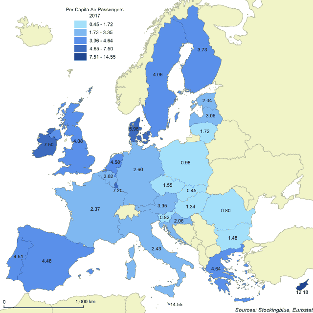 Air Travel per Capita in EU States -- Stocking Blue