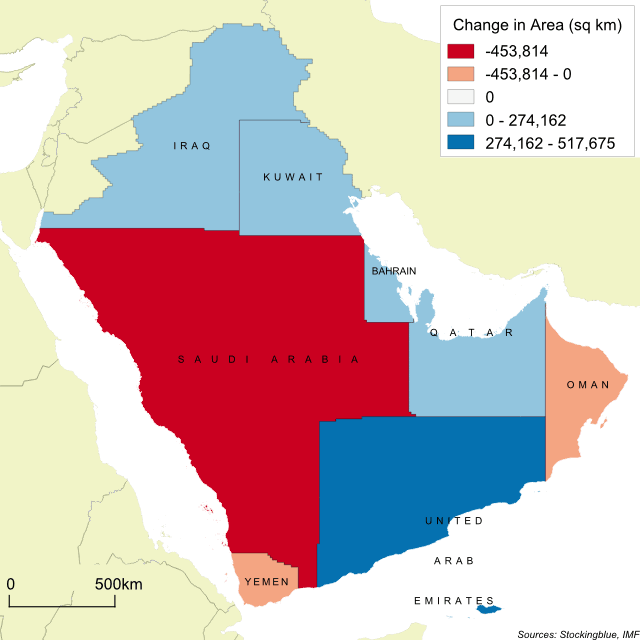 Cartogram map of GDP in the Arabian Peninsula
