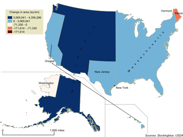 Cartogram map of cranberry production in the United States Cartogram map of cranberry production in the United States